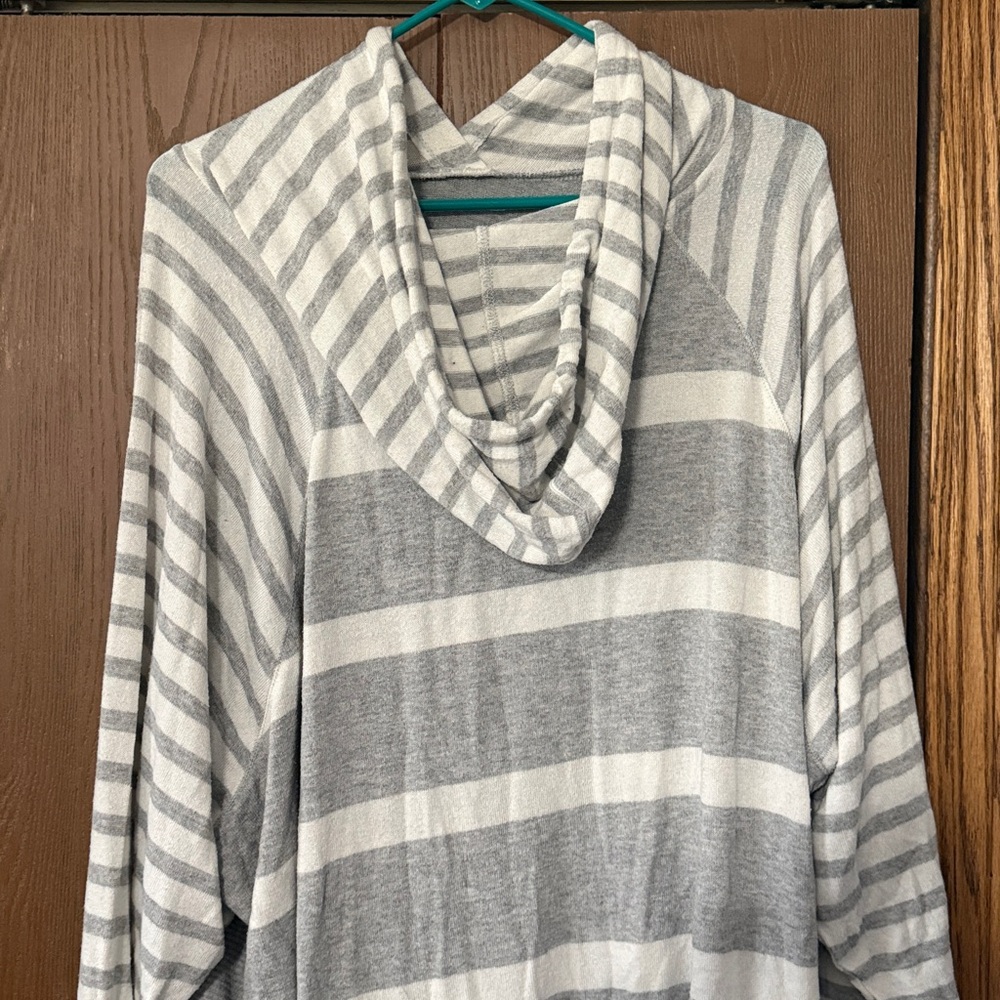Light weight Gray and White Striped Women's Sweater